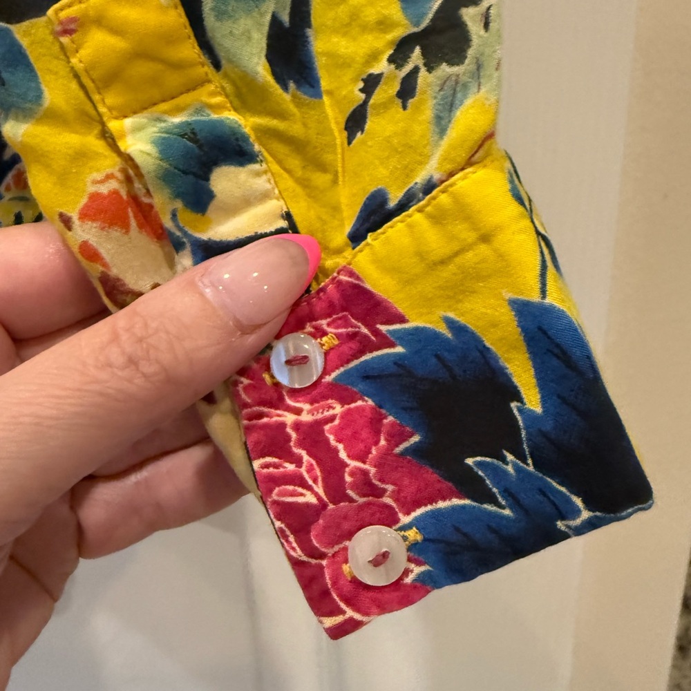 Anthropologie Floral Oversized Blouse in Yellow, Blue, Pink - Picture 5 of 9